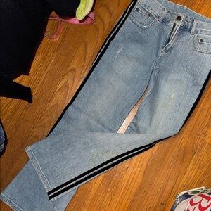 Light Blue Jeans with Black felt Stripes Mary Kate Ashley the row